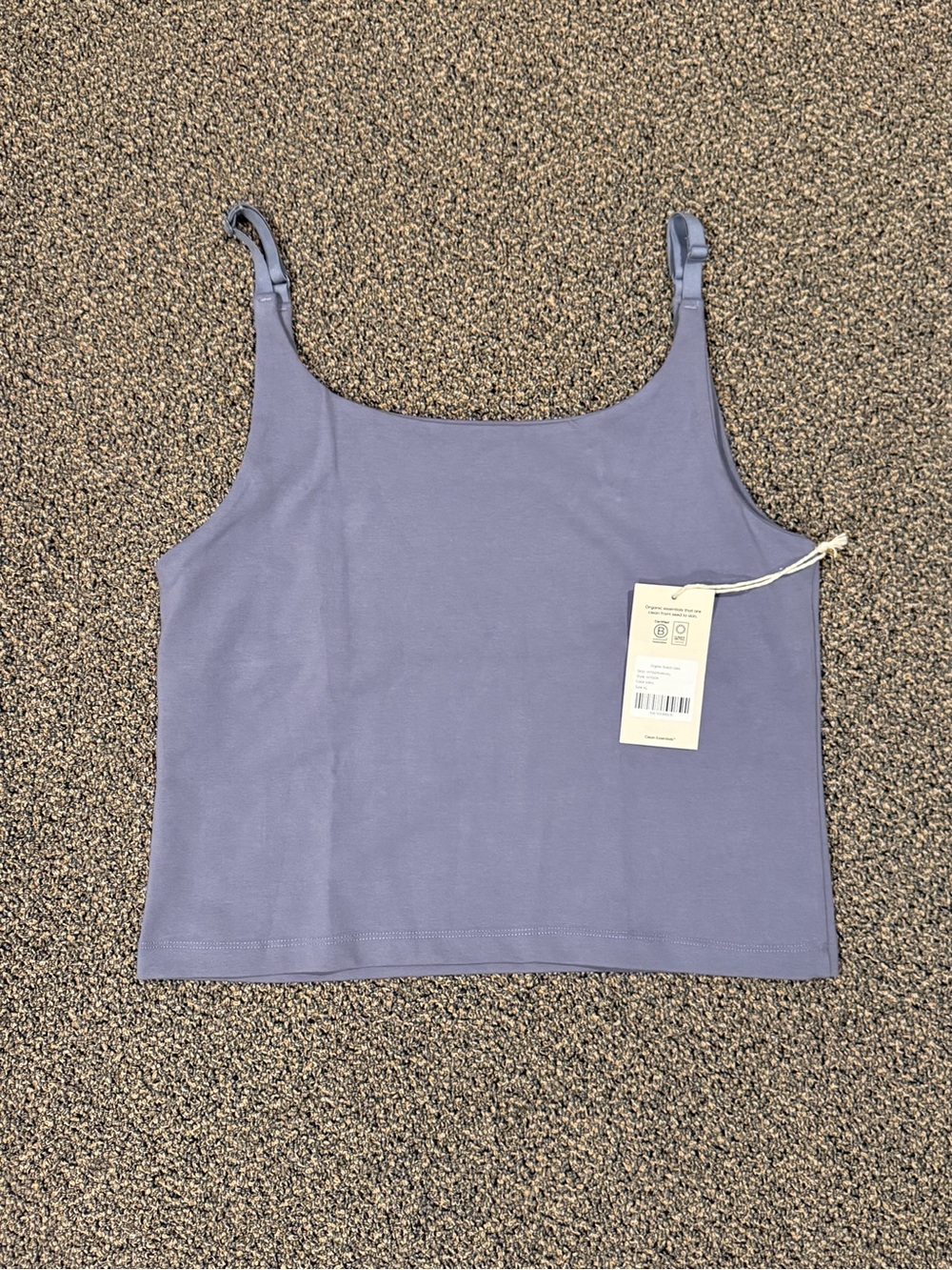 MATE the Label Organic U-Neck Cami with built in Shelf Bra, XL, Periwinkle, NWT